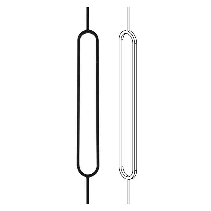 1/2" sq. Forged Steel Oblong Hoop Baluster, 40" Tall