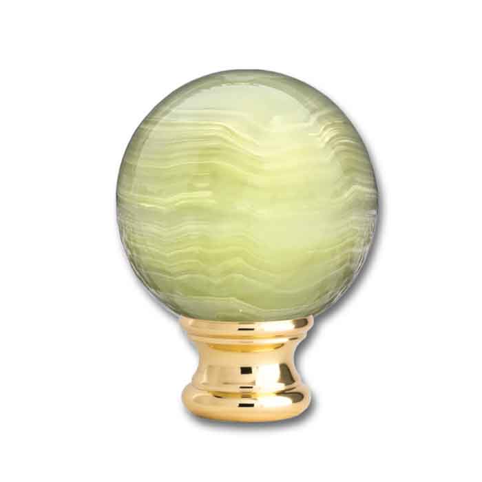 Onyx Green Ball Post Top, Brass base of 2-1/8" dia., from Grande Forge