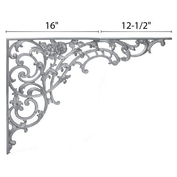 21-1/2" Tall Cast Iron Bracket, Bird of Paradise Style, 2 pieces, Double Faced