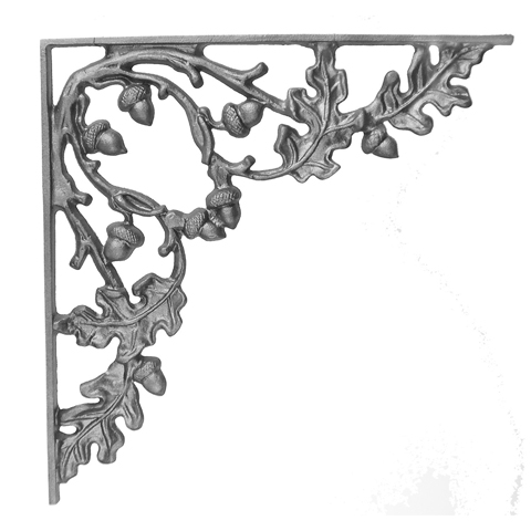 16" Tall Cast Iron Bracket, Curly Oak Style, Double Faced