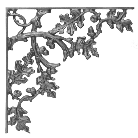 17-1/4" Tall Cast Iron Bracket, Curly Oak Style, Double Faced