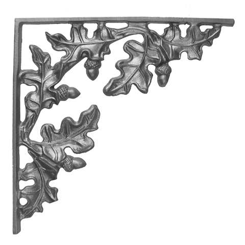 12-3/4" Tall Cast Iron Bracket, Curly Oak Style, Double Faced
