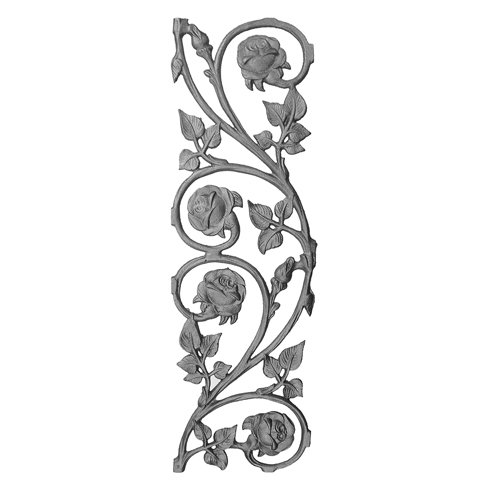 21-3/4" Tall Cast Iron Panel, Rose Style, Double Faced