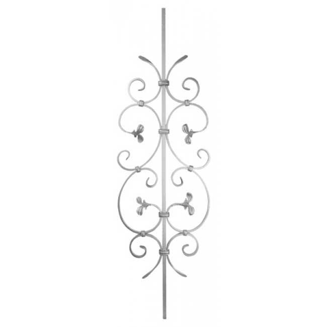 1/2" sq. Steel Scroll Panel w/Ribbon & C-Scrolls with Leaves, 39-3/8" Tall