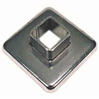 Flange for 1-1/2" sq. Tubing, Steel, 3-3/4" sq. Base, 1-3/4" Tall, No Holes