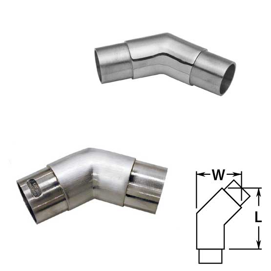 Flush 135 degree Angle in Polished and Satin Stainless Steel