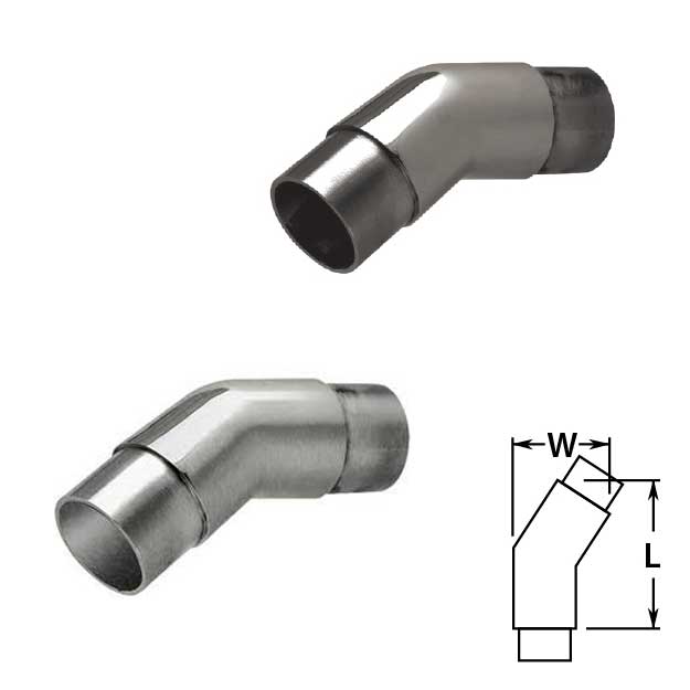Flush 147 degree Angle in Polished and Satin Stainless Steel