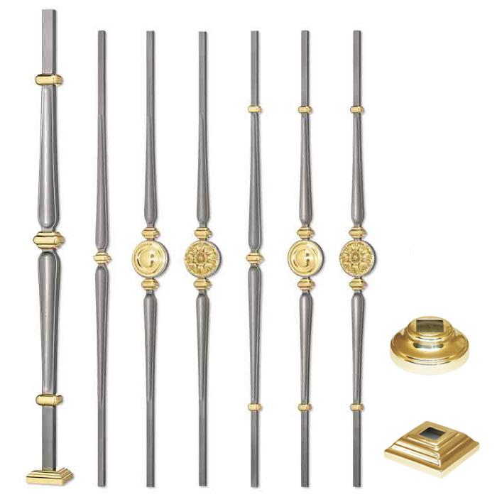 Grande Forge Classic Series Steel Posts and Balusters w/Brass Accents