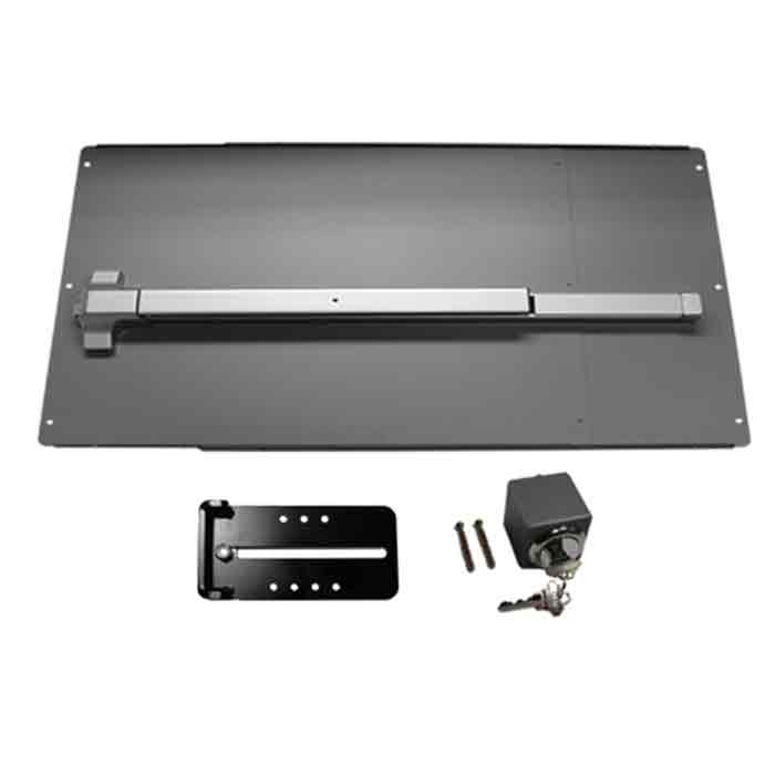 Safety Panic Bar and Panic Shield Kits in Black and Silver