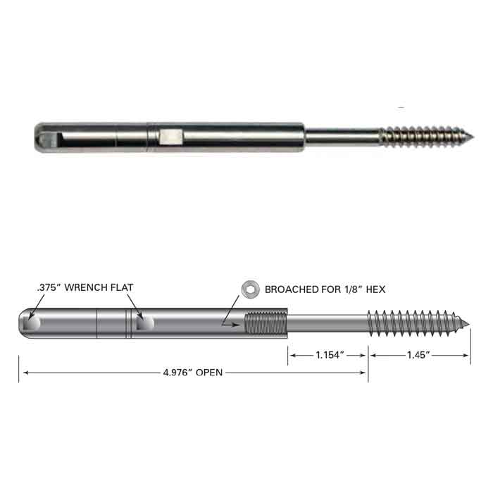 Push-Lock Tensioner w/Hanger Bolt for 3/16" Cable