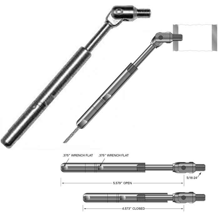 Push-Lock Tensioner with Threaded Clevis for 1/8" Cable