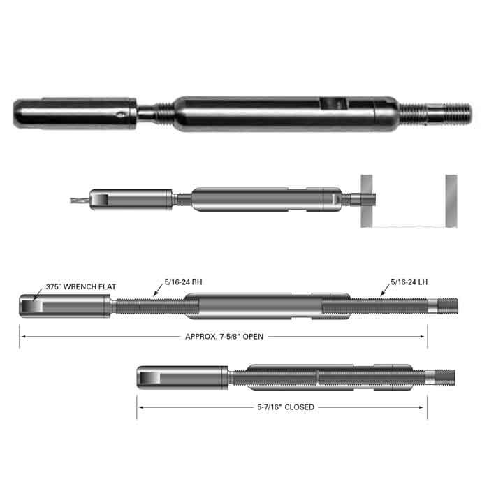 Push-Lock Turnbuckle with Threaded Bolt for 3/16" Cable