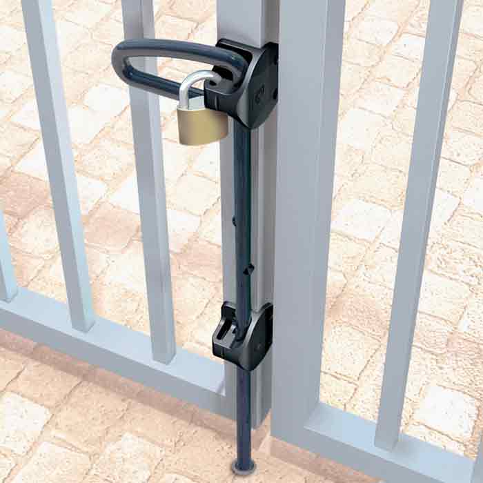 Q-Bolt Drop Bolts for Metal Gates, Padlockable, 24" or 40" Tall, Black