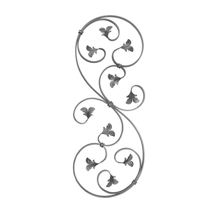 DISCONTINUED - 1/2" x 1/4" Forged Steel S-Scroll Panel with Leaves