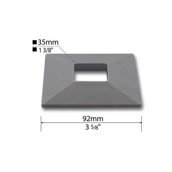Base Shoe for 1-3/8" sq., Steel, 3-5/8" sq. base, Quartz Series