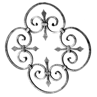 1/2" sq. Forged Steel Hammered Quatrefoil Panel