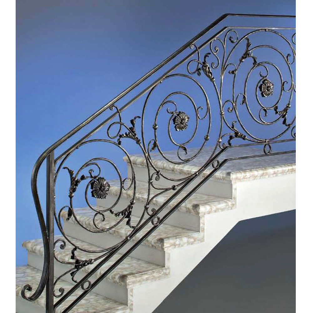 Decorative Scroll Panel Staircase Railing - Design-14-34/14-36
