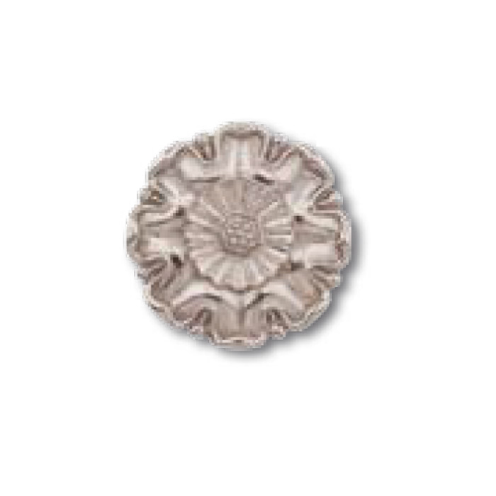 3-3/8" dia. Brass Flower Rosette, Nickel Finish, w/M6 Threaded Hole