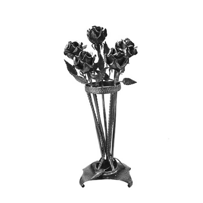 26" Tall Rose Bouquet, Steel, Hand Forged