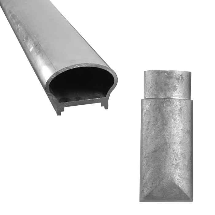 Aluminum Rounded Tubular Handrail and Terminal End