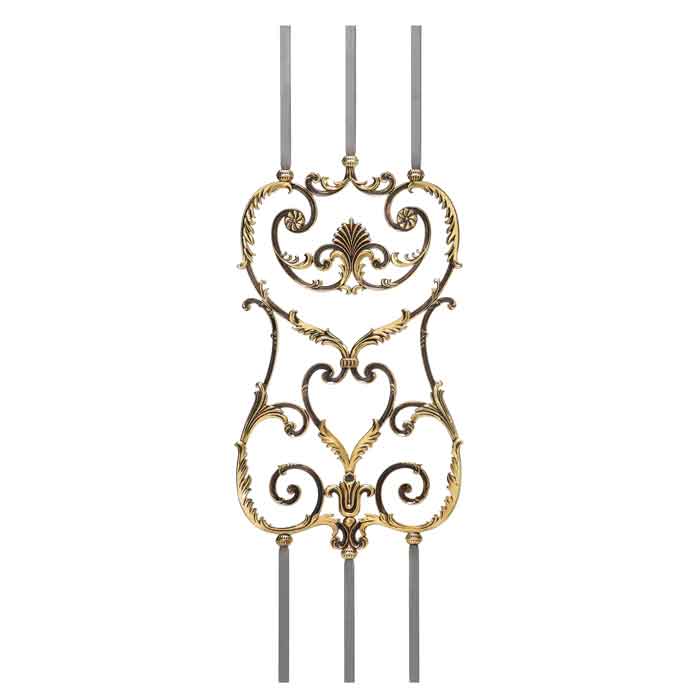 5/8" sq. Brass Ornate Patinated Panel, Royal Series