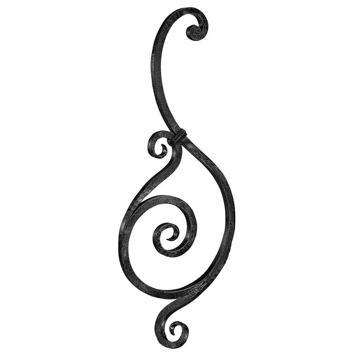 1" sq. Forged Steel S-Scroll Starter Post, 44" Tall