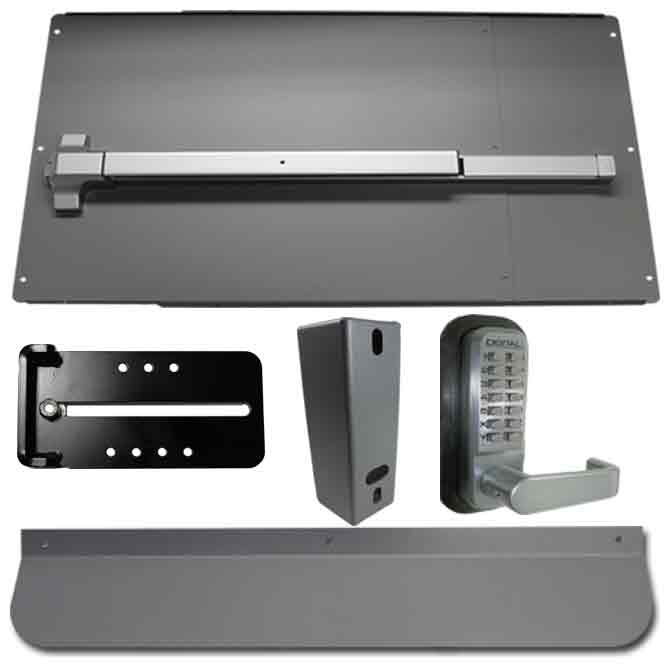 Security Panic Bar and Panic Shield Kits in Black and Silver