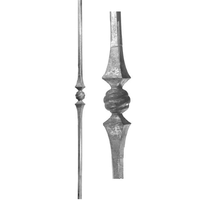 1/2" sq. Forged Steel Baluster w/ Center Twisted Ball Design, 39-3/8" Tall