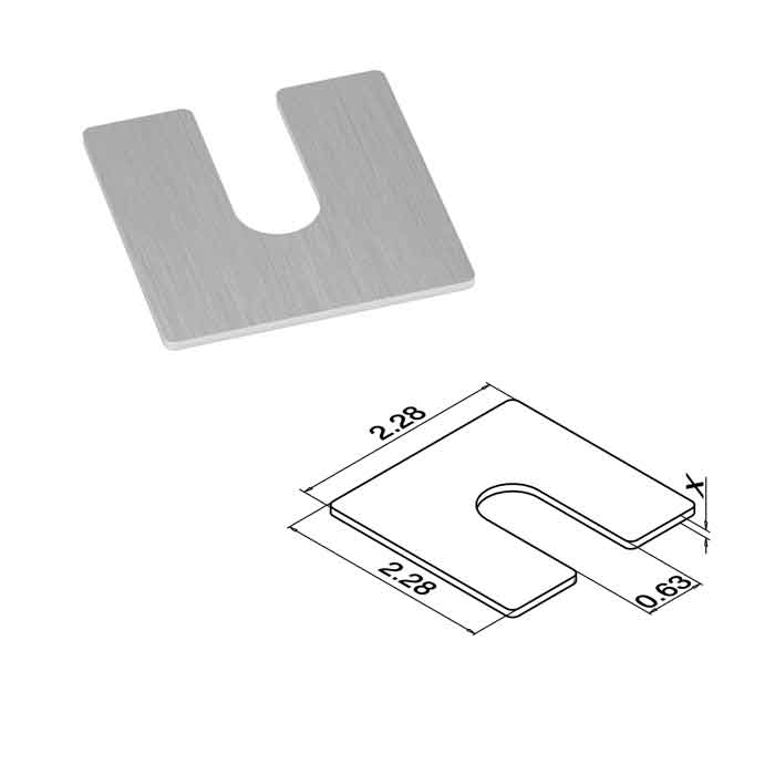 Shoe Shims in Aluminum for Base Shoe, Sold 100/pkg