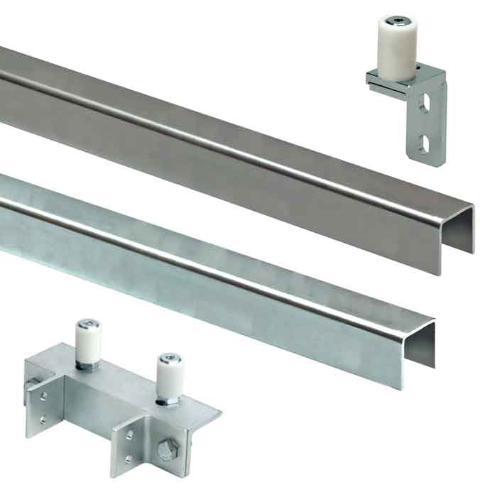 Galvanized & Aluminum Guide Rail and Guide Rollers for Side Mount Guide Options