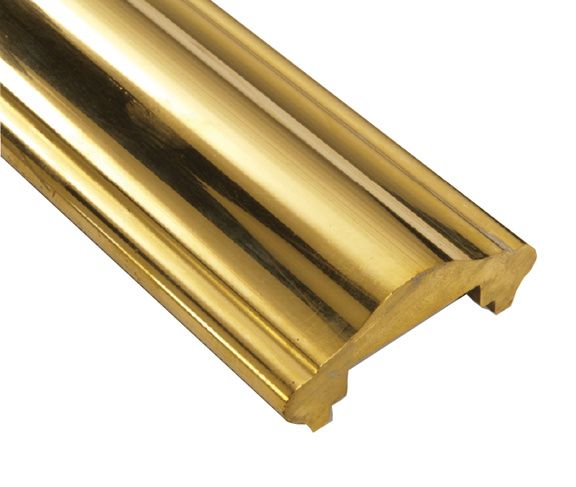Solid Brass Handrail Cap Extrusion in 2" and 2-1/4" wide, Polished Finish