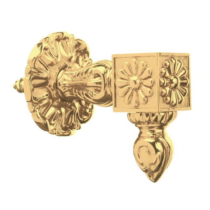 Brass Side Mount Bracket w/Rosette Backplate w/ Patinated Finish, from Grande Forge