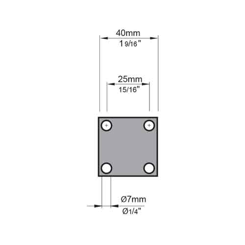 1-9/16" sq. Steel Anchor Base, 1/4" dia. holes