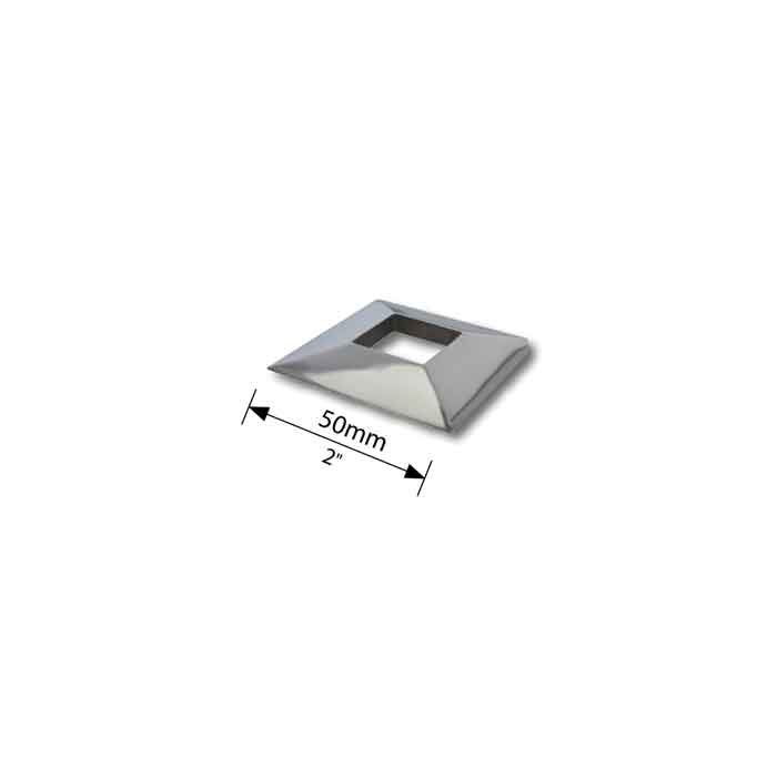 Base Shoe for 5/8" sq., Stainless Steel, Nickel Finish, 2" sq. base
