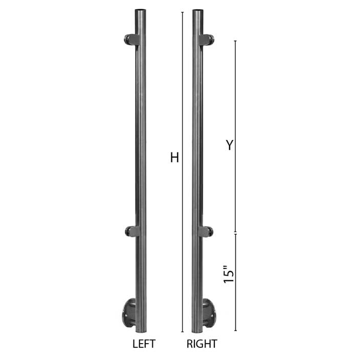 Stainless Steel Fascia Mounted Left and Right End Newel Posts with Glass Clamps for use with 1-2/3" diameter x 5/64" Tubing