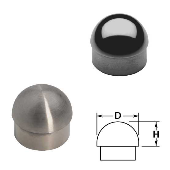 Half Ball End Caps in Stainless Steel