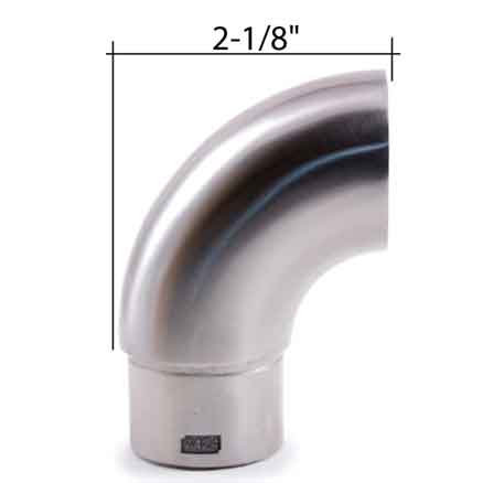 Flat Terminal End Fitting for 1-2/3" dia. Tubing, 316 Satin Stainless Steel