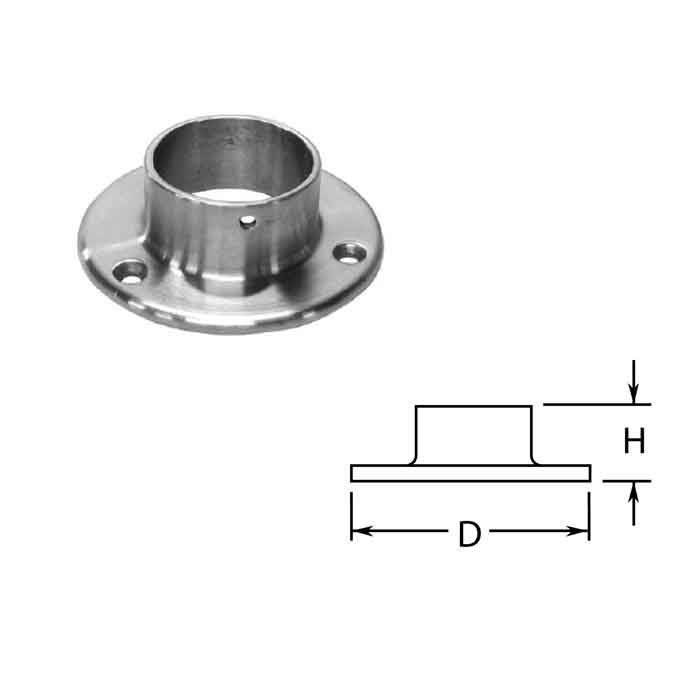 Wall Flanges in Stainless Steel for 2" dia. Tubing