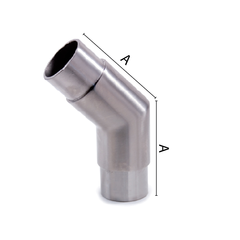45 degree Angle Elbow for 1-2/3" dia. Tubing, 316 Satin Stainless Steel