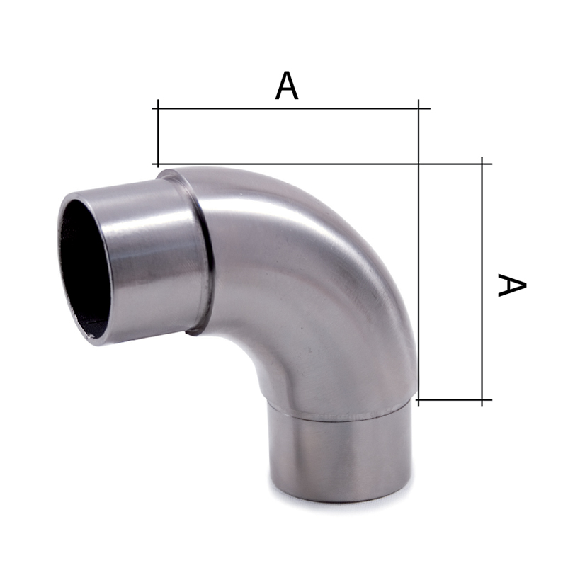 90 degree Curved Elbow for 1-2/3" dia. Tubing, 316 Satin Stainless Steel