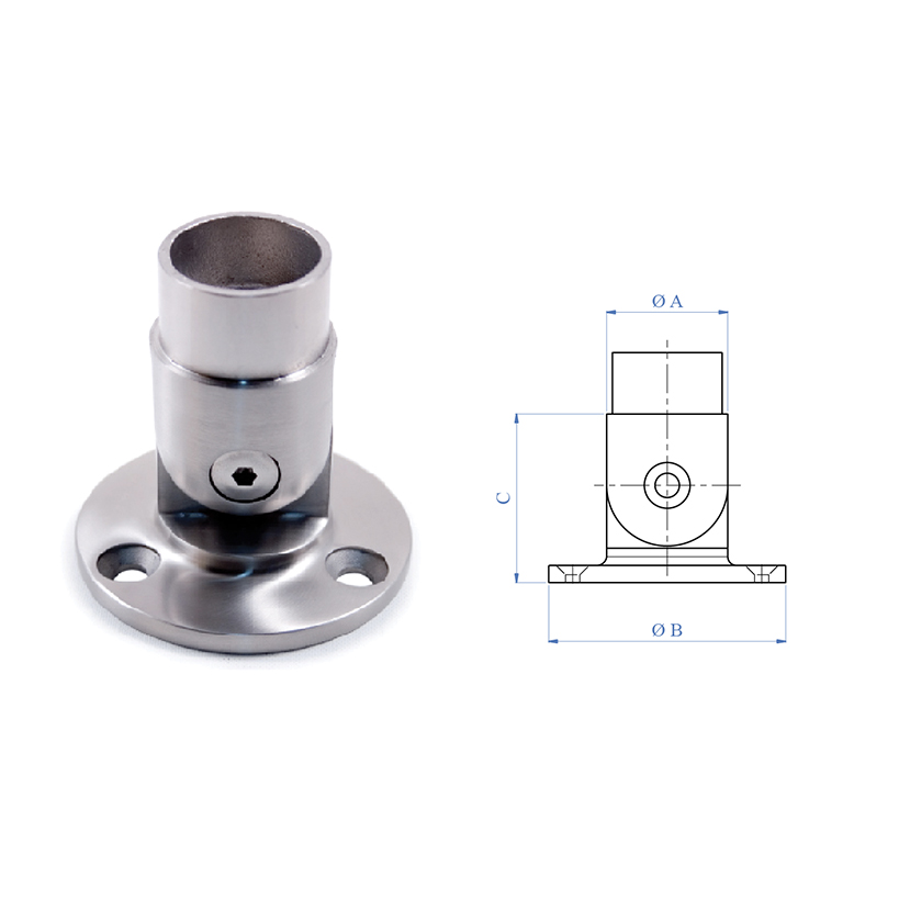 Anchorage Flange, Adjustable, for 1-2/3" dia. Tubing, 316 Satin Stainless Steel