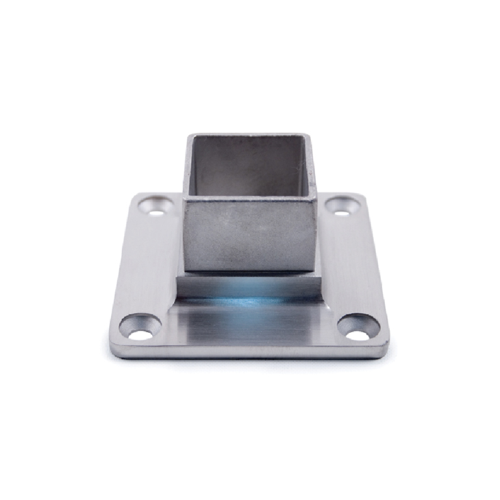 Anchorage Flange for Square Tubing, 4 Mounting Holes, 316 Satin Stainless Steel