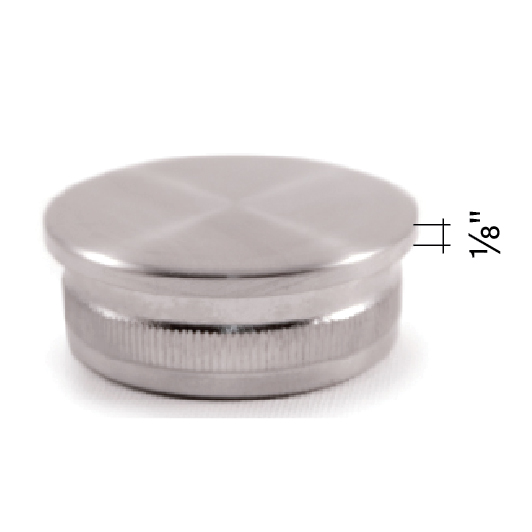 Flat End Cap for 1-2/3" dia. Tubing, 316 Satin Stainless Steel