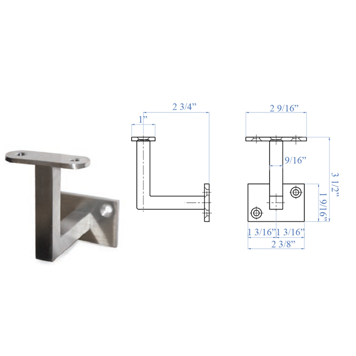 Stainless Steel Rigid Handrail Support for Flat Tube