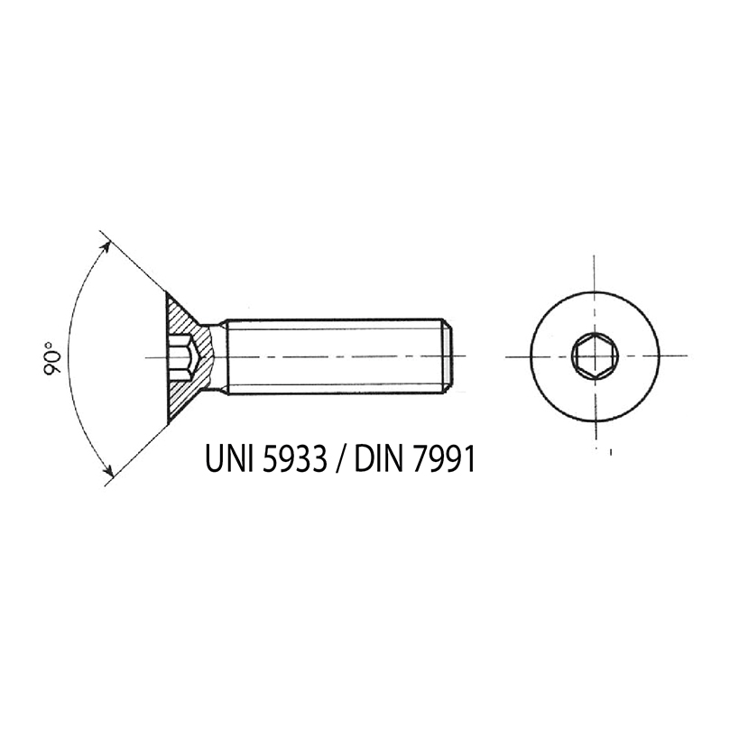Stainless Steel Hexagon Socket Countersunk Flat Head Screw with Tread M5 x 1"
