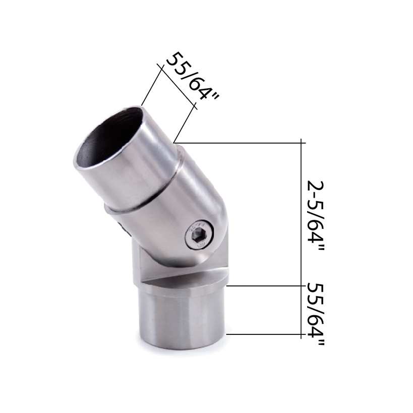 Pivotable Connector Fitting for 1-2/3" dia. Tubing, 316 Satin Stainless Steel
