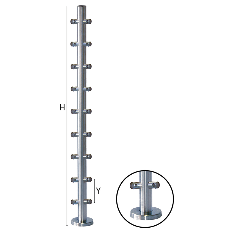 Stainless Steel Round Newel Posts for 1-2/3" diameter x 5/64" Tubing