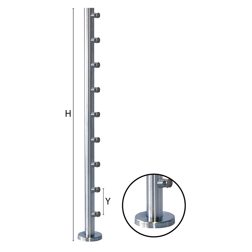 Stainless Steel Round Newel Posts for 1-2/3" diameter x 5/64" Tubing