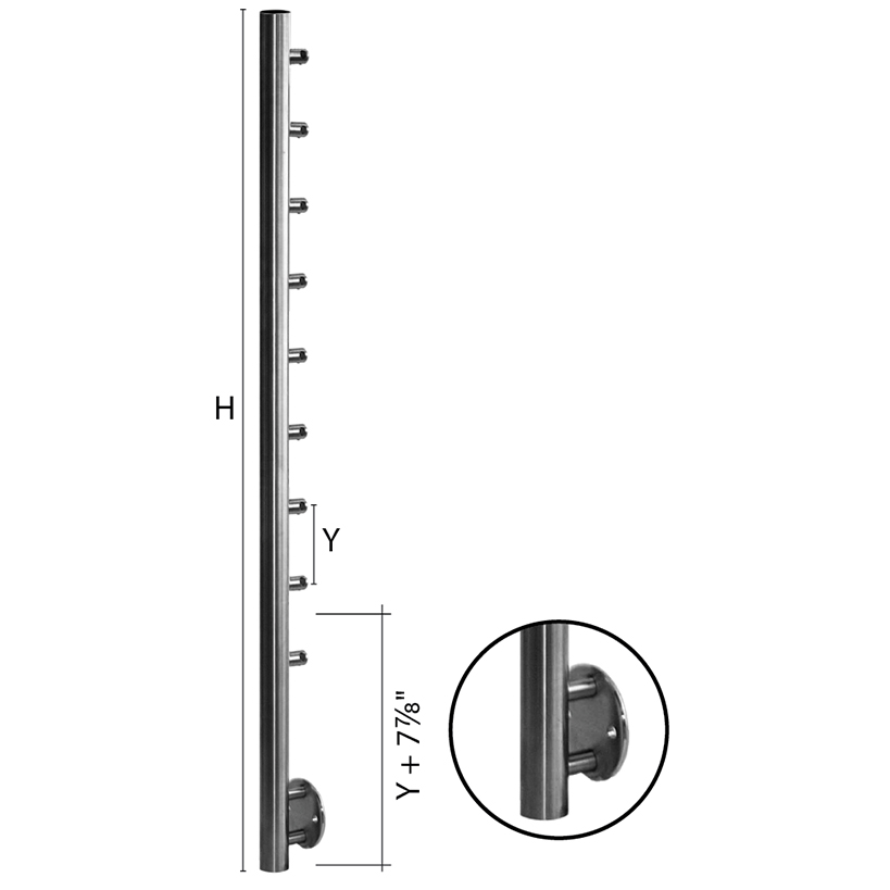 Stainless Steel Round Newel Posts for 1-2/3" diameter x 5/64" Tubing