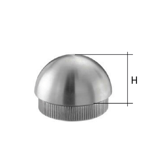 Semispherical End Cap for 1-2/3" dia. Tubing, 303 Satin Stainless Steel